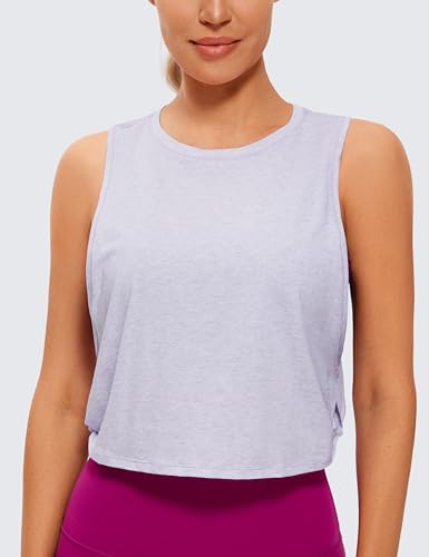 Image of CRZ YOGA Pima Cotton Dropped Armhole Tank | Workout, Naturally Soft, Loose Fit, Crop, Crewneck, Knotted Sides, Sleeveless Tops for Women