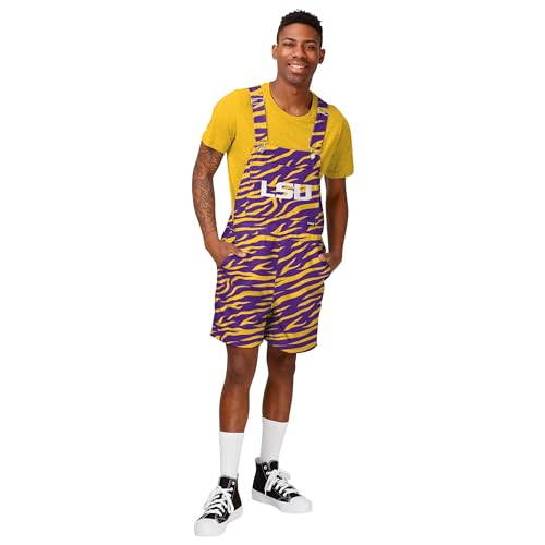FOCO Men's Standard NCAA College Bib Shortalls Summer Shorts Overalls, Team Color