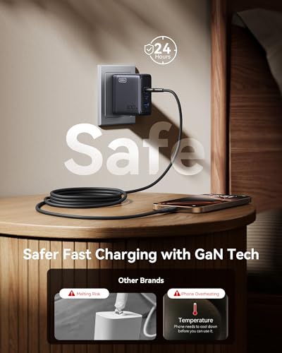 INIU USB C Charger Block, 100W 3-Port PD Fast Charging, Compact Foldable MacBook Charger with USB C Cable, GaN Tech Power Adapter for MacBook Air Pro, iPad, iPhone 17 16 Pro Max, Samsung S25 S24 etc image 6