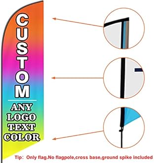 Custom Advertising Feather Flags with Pole Kit, Customized Logo Text Personalized Double Sided Open Flag Sign for Outside Business Advertisement(50×200cm/1.6×6.6FT)