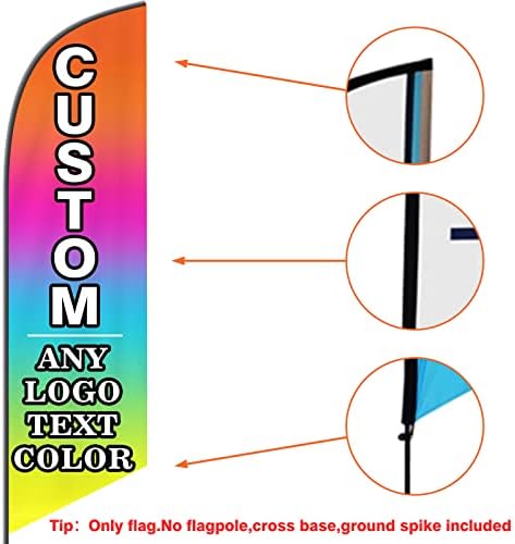 Custom Advertising Feather Flags with Pole Kit Optional, Customized Logo Text Personalized Double Sided Open Flag Sign for Outside Business Advertisement(70×220cm/2.3×7.2FT)