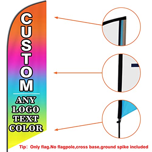 Custom Advertising Feather Flags with Pole Kit, Customized Logo Text Personalized Double Sided Open Flag Sign for Outside Business Advertisement(50×200cm/1.6×6.6FT)