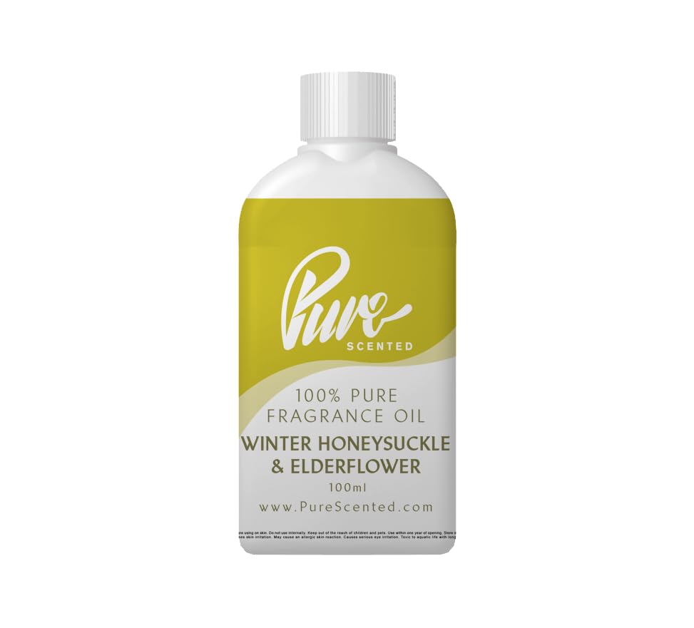 Pure Scented 100ml Fragrance Oil - Vegan & Cruelty-Free, for Candles, Soaps, Slime, Diffusers, Cosmetics, Wax Melts & DIY Crafts (1 x 100ml, Winter Honeysuckle & Elderflower) — image 1