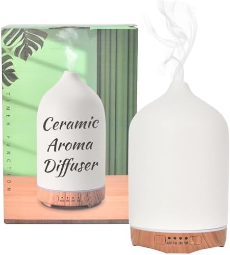 Diffusore Oli Essenziali In Ceramica Ricaricabile SALKING – 180 Ml, Ultrasuoni, 7 Luci LED, Wireless