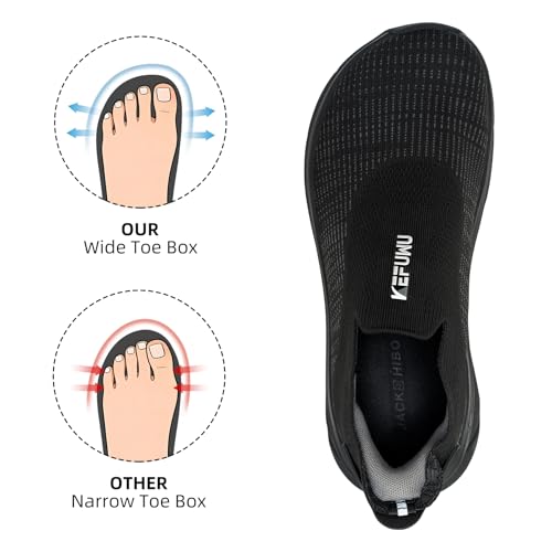 Wide Toe Box Walking Shoes for Men Slip On Diabetic Orthopedic Shoes Lightweight Non Slip Athletic Tennis Sneakers Hands Free