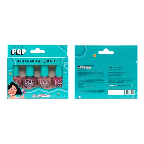 Image of SUGAR POP 4 In 1 Glossy Finish Nail Lacquer Kit- 01 Nude Nectar, 20 ml