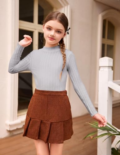 Image of Arshiner Girls Half Turtleneck Long Sleeve Knit Slim Sweater Pullover Tops