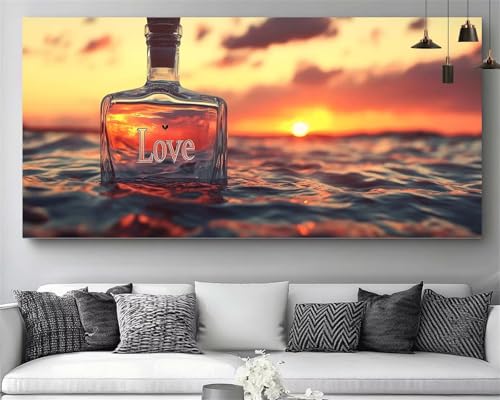 Diamond Painting Enfant Amour et Coucher de Soleil Kit Complet Broderie Tableau Strass 50x100cm M714