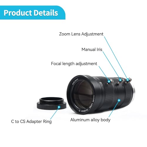 Objectif de caméra de sécurité 10-55 mm téléobjectif zoom manuel