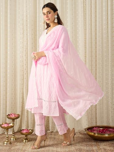 Image of INDO ERA Women Pure Cotton Kurta Set with Dupatta | Festive Suit Set, 10790