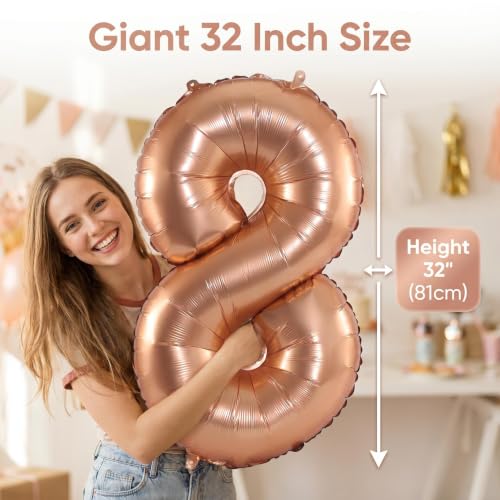 Image of YPSelected 32 Inch Large Foil Helium Number Balloon Birthday Wedding Party 0-9 (Orange, 8)