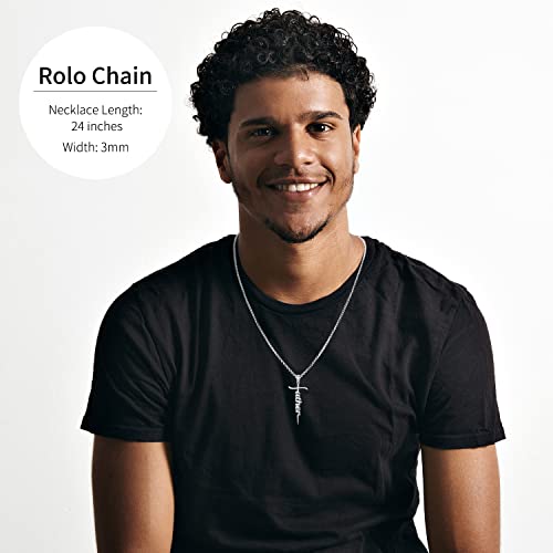 Lucktree Father Cross Necklace For Men Father’s Day Gift For Dad From Daughters Son Wife, Dad Birthday Jewelry Necklace For First Father In Law Step Dad New Dad Christian Gift (Father-White Gold) #TOP3