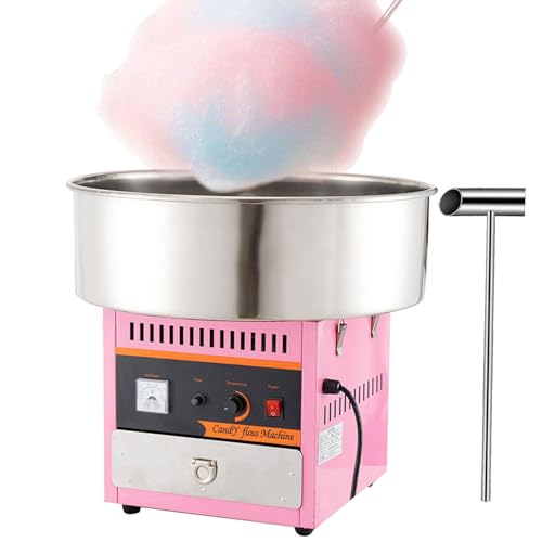 Rosa Máquina Eléctrica de Algodón de Azúcar 1000 W Máquina Comercial de Algodón de Azúcar 6 Piezas/min Tazón de Acero Inoxidable 50-300 °C para Hacer Dulces Fiestas de Cumpleaños Infantiles