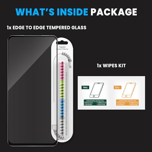 Image of FIRST MART Tempered Glass for Oppo A3 Pro, 9H 0.3 mm Full-Glue Screen Protector with Cable Protector, 3D Edge-to-Edge, HD Clear, Case-Friendly, Black, Pack of 1