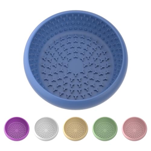 Slow Feeder Dog Bowl, BPA-Free Silicone Lick Mat for Small and Medium Dogs, Non-Slip & Dishwasher Safe (Dark Blue,L) Large Dark Blue