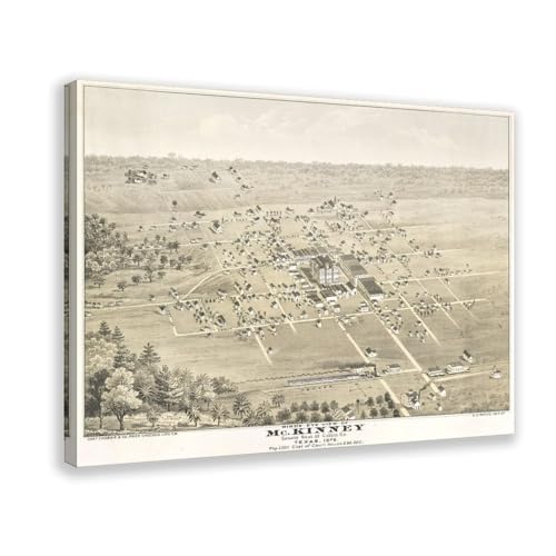 Impression sur toile Mckinney Texas 1876 avec cadre à suspendre