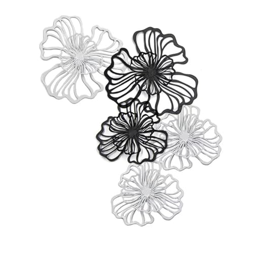 Décoration murale en métal noir et blanc Namzi lot de 5 silhouettes design pour salon