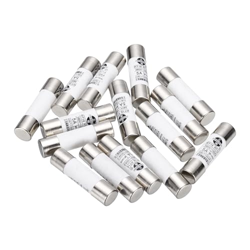 Image of sourcing map 15 Pcs 380V 5A Fast Blow Fuse, Ceramic Cartridge Fuses Microwave Fuse Current Protection F Type 10x38mm for Electrical Industrial