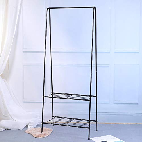 Mivnue Clothes Garment Rack With Shelves, Heavy Duty Clothing Rack For Bedroom, Metal Clothes Rack For Hanger Clothes, Small Clothes Rack Black #TOP6