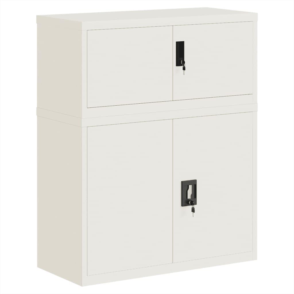 Armadio da ufficio, armadietto in acciaio, armadietto in metallo, armadietto da ufficio, armadietto a scomparti, adatto per ufficio, scuola, archivi, bianco, 90 x 40 x 110 cm