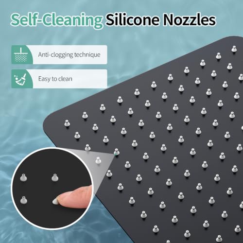 Image of SR SUN RISE 10 Inch Rain Shower Head Matte Black 304 Stailess Steel High Pressure Rainfall Showerhead