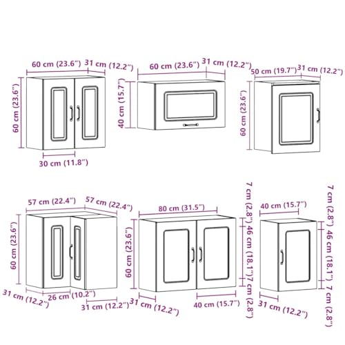 vidaXL Kalmar Smoked Oak Wood Composite Kitchen Cabinet Set 11-Piece - Image 9