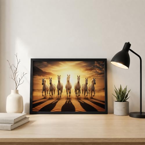 Image of Suneree 7 Horse Vastu Wall Painting (Landscape Collection) (Natural, Design 22, 33L x 25W cm)