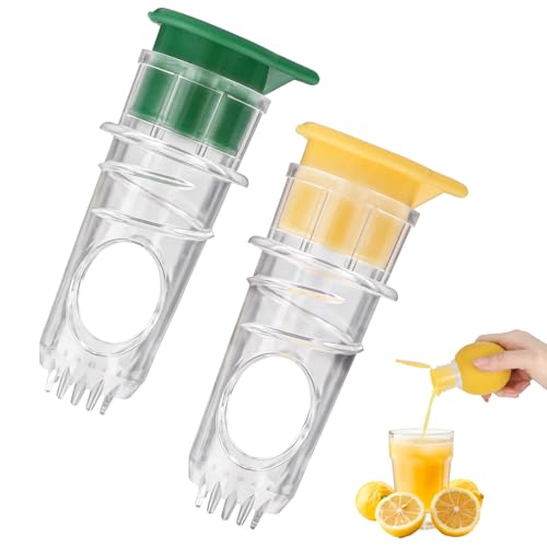 2 Stück Zitronenpresse,Wiederverwendbar Manuelle Zitronenpresse Zitruspresse Leicht zu Reinigen Hand-Entsafter,Kompakter Entsafter Geeignet zum Entsaften von Limetten,Orangen und Zitronen(Grün Gelb)