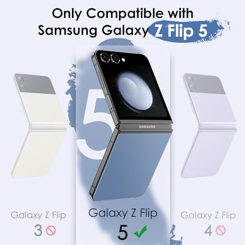 JETech Case for Samsung Galaxy Z Flip 5 2023 with Ring, Hard PC Slim Shockproof Anti-Scratch Protective Phone Cover (Sea Blue)