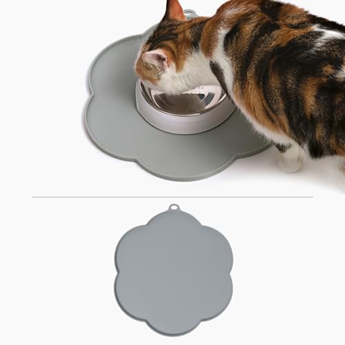 Catit Silikonmatte in Blumenform, wasserdichte Unterlage für Trinkbrunnen, 30cm, grau, 1 Stück (1er Pack)