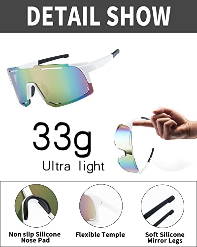 Sports Sunglasses For Men, Youth Baseball Cycling Glasses, Jiego Uv 400 Protection Suitable For Golf Climbing Running Fishing(White) #TOP3