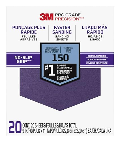 3M Advanced Sandpaper, 20-Pack, 150 Grit, 3M Pro Grade Precision,...