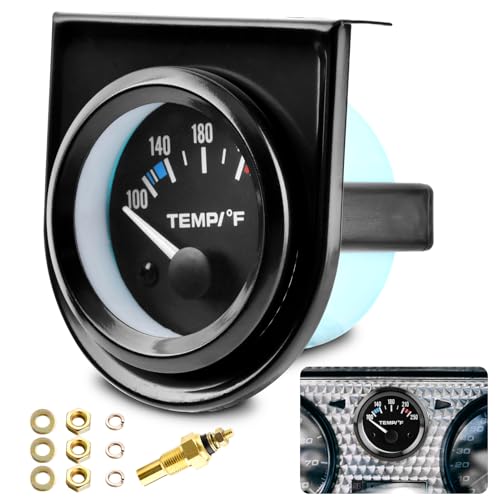 2\" 52mm Water Temp Gauge, 100-250℉ Water Temp Thermometer Meter Kit Car Accessories Car Water Temp Gauge Meter with LED Backlight for Marine Boat, Ship, Car, Truck, Vehicle, Automotive(Black) - Thumbnail 3