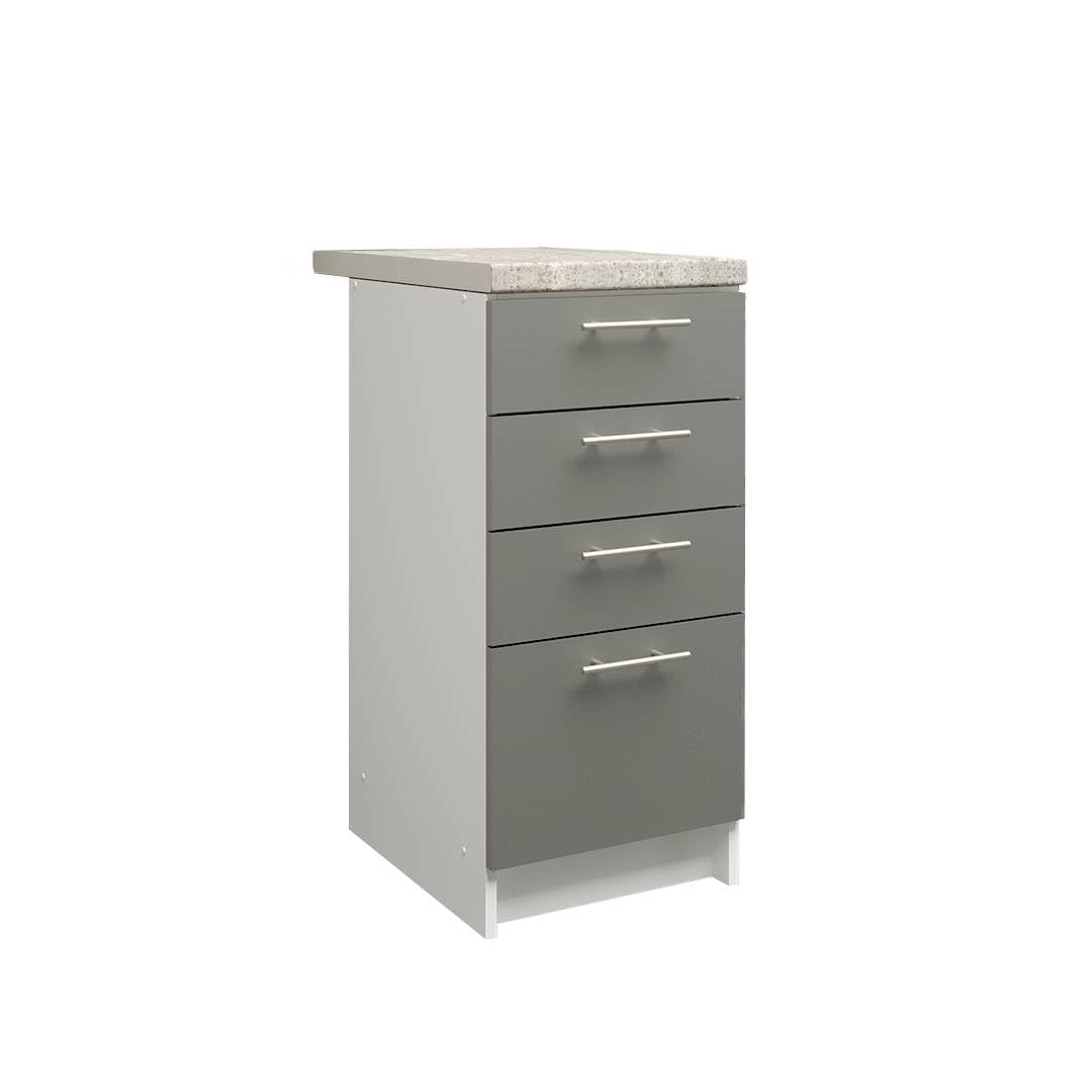 JD Greta Fixed Height 400mm Kitchen Drawer Base Cabinet Floor Unit with 38mm Worktop – Grey Matt — image 1