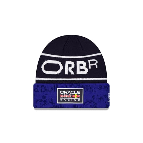 Bonnet Red Bull F1 New Era NSK bleu en maille chaude élastique avec revers protecteur