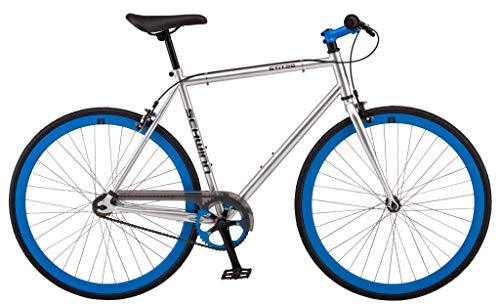 Schwinn Stites Fixie Adult Commuter Road Bike, Single-Speed, 58cm/Large Steel Stand-Over Frame, 700c Wheels, Flip-Flop Hub, Silver