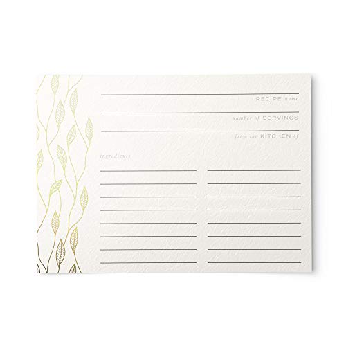 50 Gold Foil Leaves Recipe Card from Dashleigh, 4x6 inches, Double-Sided