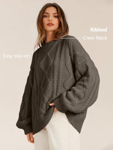 Image of Trendy Queen Women's Oversized Cable Knit Sweaters 2026 Fall Outfits | Quiet Luxury Style, Chunky Knit Texture, Winter Holiday Outfit, Easy Layering Piece, Fall Fashion Staple
