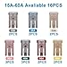 16 PCS 32V Mini Slotted Automotive MCASE Shaped Cartridge Fuse Kit, 15A/20A/25A/30A/40A/50A/60A