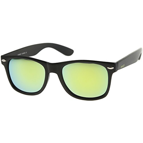 Image of zeroUV - Classic Colored Mirror Lens Square Horn Rimmed Sunglasses for Men Women