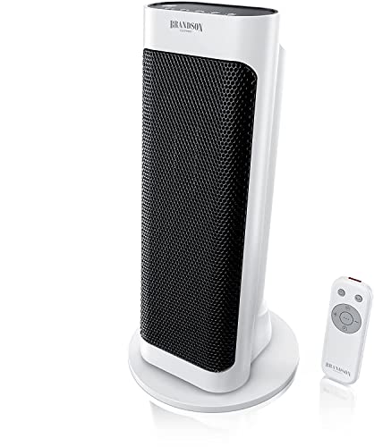 Brandson Chauffage soufflant céramique 2000 watts avec Télécommande, Mode économe en énergie, Radiateur soufflant d'appoint salle de bains, 2 niveaux de chauffage silencieux, Oscillation, Minuterie