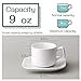 DOWAN Cappuccino Cups with Saucers, 7 Ounces Porcelain Espresso Cup Set of 6, Large Americano Cups, Coffee Cups and Saucers for Latte, Cafe Mocha and Tea, White