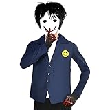 Picture of Boys Creepy Painter Costume - Large (12-14) - Unique Blue & Black Polyester Ensemble - Perfect for Halloween & Costume Parties, 1 Set