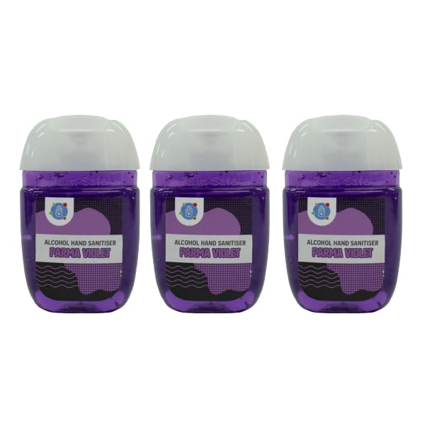 Palm Safe Parma Violet 3 Pack Pocketbac 30ml Anti Bacterial Premium Hand Sanitiser Travel Size Refillable Clip Bottle Quick Drying Non Sticky Extra Moisturising Kills 99.9% of Viruses and Bacteria