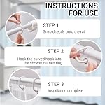 Rideau de douche blanc avec design contemporain concise, Rideaux de douche pour salle de bain Mildew Résistant Machine lavable, Rideau de salle de bains PEVA Tissu imperméable avec crochets 71" Wx71 H