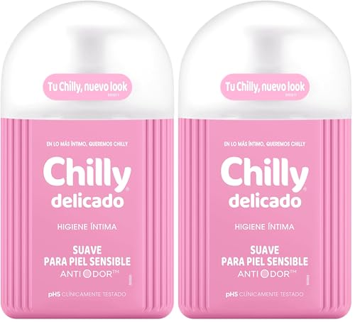Chilly Delicado, Gel de Higiene Íntima, Fórmula Suave, 250ml (Paquete de 2)