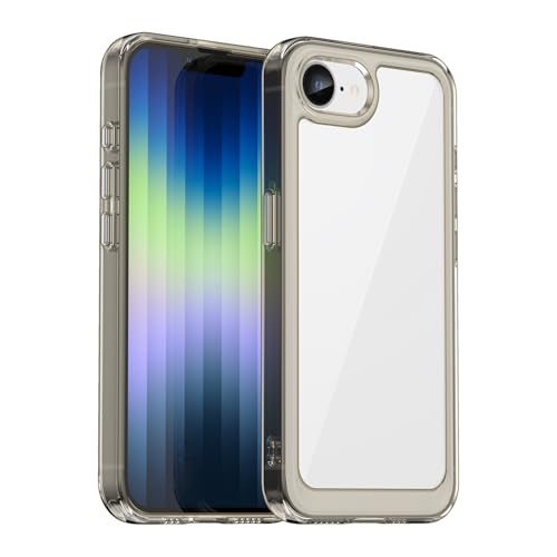 iPhone 16e 用 ケース アイフォン16e 6.1 インチ 透明 カバー ストラップホール 耐衝撃 軽量 薄型 指紋防止 ストラップホール付き 滑り止め 黄変防止 TPU 耐久性 (透明ブラック, iPhone 16e)