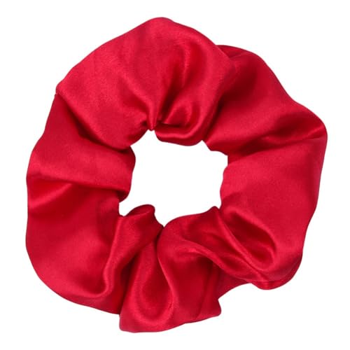4 elastici per capelli da donna, in raso, in seta, morbidi ed elastici, per capelli sottili e spessi, colore rosso brillante