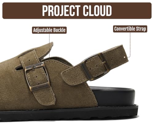 Image of Project Cloud 100% Genuine Leather Footbed Clogs for Women - Memory Foam Arch Support Slippers for Women - Trendy Slip-ons Women's Mules & Clogs Sandals
