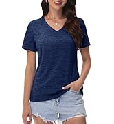 MAGCOMSEN Workout Tops for Women UPF 50+ Quick Dry Short Sleeve Sun Protection V-Neck Shirts Ligh...